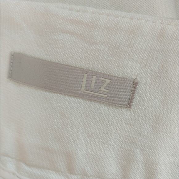 LIZ! FABULOUSLY LUXE CREAM LINEN BLEND FLARED/FULL SKIRT, LINED! SZ 12 - Picture 6 of 9